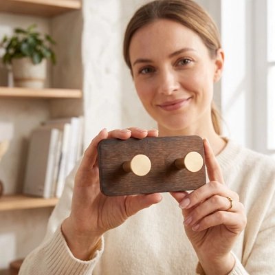 Porte manteau bois marron simple