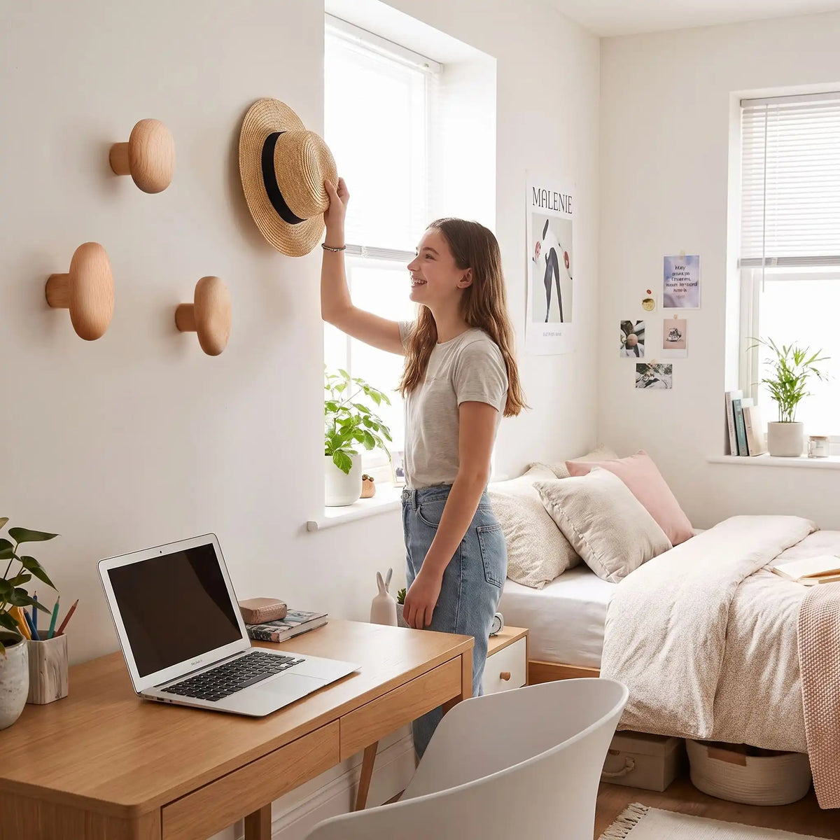 porte manteau mural  bois adolescente prend  chapeau