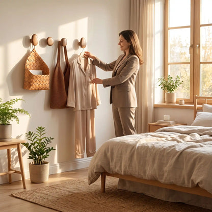 porte manteau mural bois femme place pyjamas